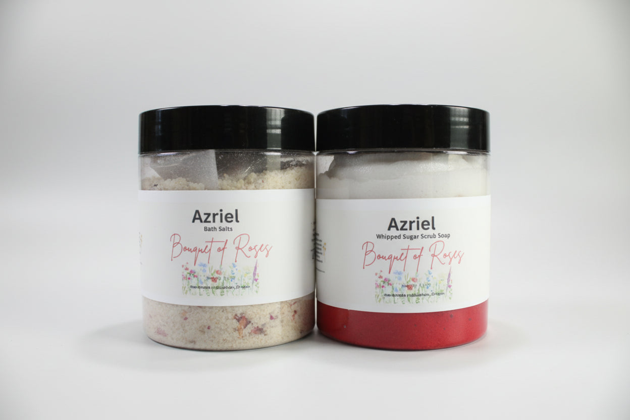 Azriel floral collection Bouguet of roses sugar scrub and bath salts